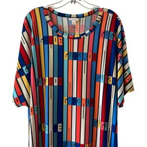 NWT Lularoe Maria Dress Women’s 3XL 3X 26 28 stripe July 4th Americana vibrant